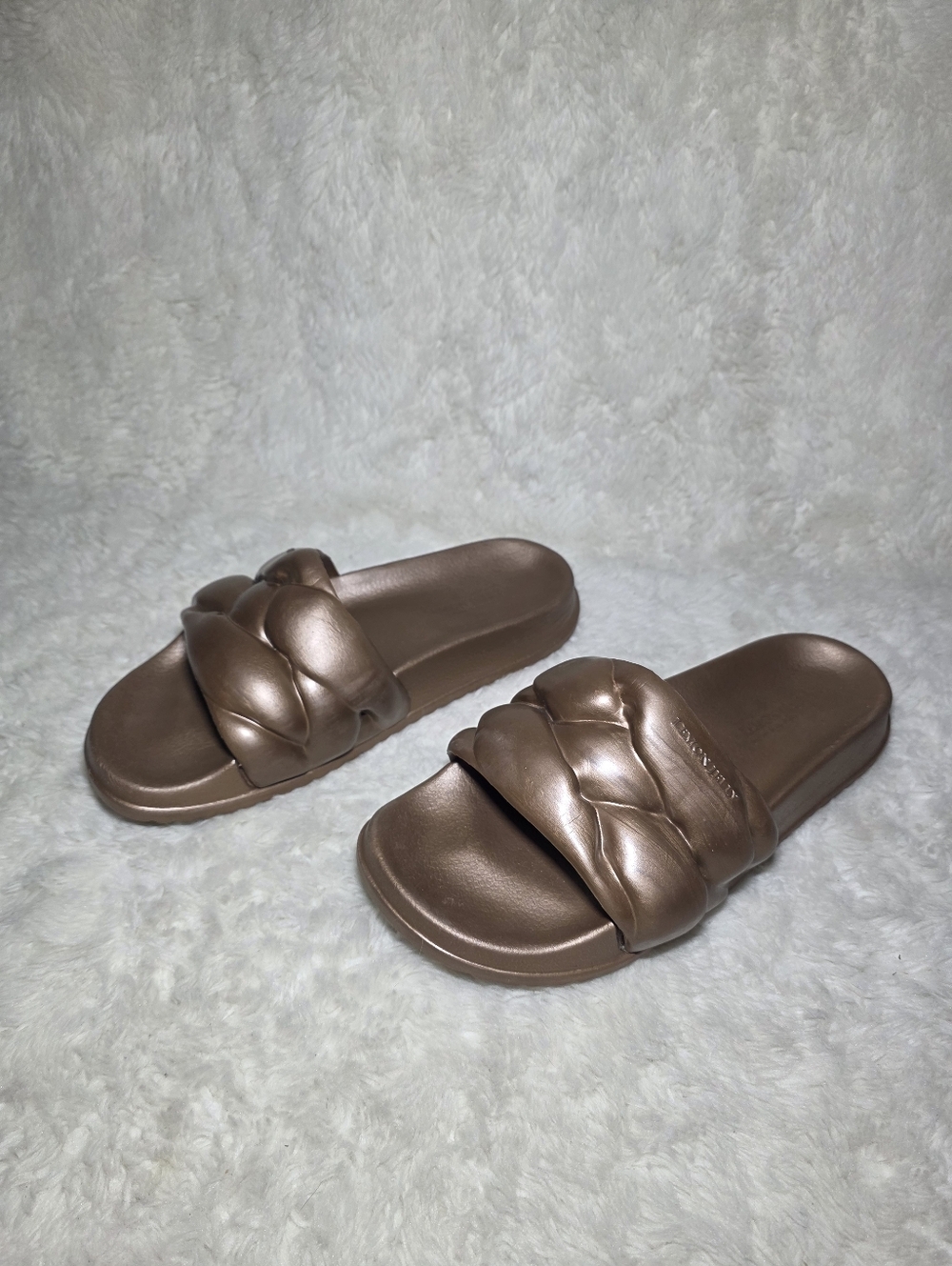 Lemon Jelly Sunny Metallic Bronze Braided Platform Slides Vegan Sandal US 10 41 - Picture 5 of 8